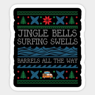 Funny Christmas Surfing Surf Board Ugly Christmas Xmas Sticker